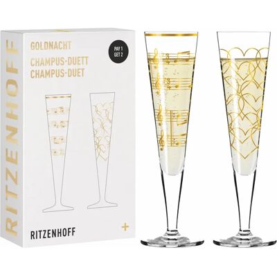 Ritzenhoff Calici champagne - Champus Duet, Goldnacht, Set of 2 Ritzenhoff Calici champagne - Champus Duet, Goldnacht, Set of 2