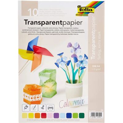 Folia Papel Transparente 115g/m² A4 - Mistura de Cores - 10 Folhas Folia Papel Transparente 115g/m² A4 - Mistura de Cores - 10 Folhas
