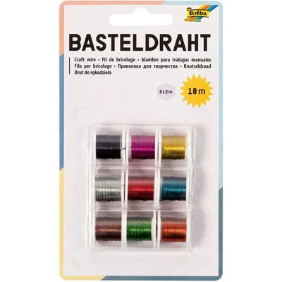 Folia Basteldraht-Set - 9 Spulen à 2m, Bunt Folia Basteldraht-Set - 9 Spulen à 2m, Bunt