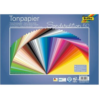 Folia Kleurpapier - 50 Bladen - Levendige Kleuren - 25x35cm - 130gsm - Knutselen Folia Kleurpapier - 50 Bladen - Levendige Kleuren - 25x35cm - 130gsm - Knutselen