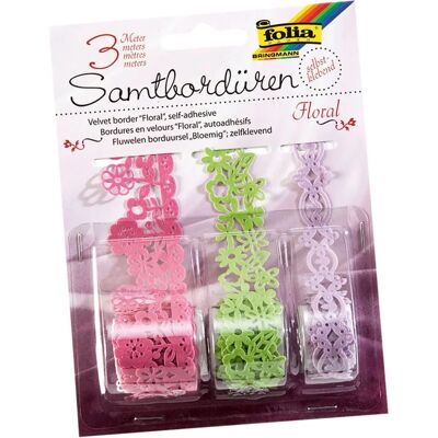 Folia Samtbordüren - Floral - Packung mit 4 Folia Samtbordüren - Floral - Packung mit 4