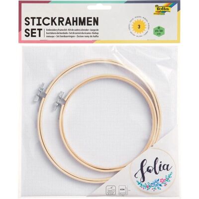 Folia Stickrahmen-Set - Holz, 2 Ringe, Aida-Stoff Folia Stickrahmen-Set - Holz, 2 Ringe, Aida-Stoff