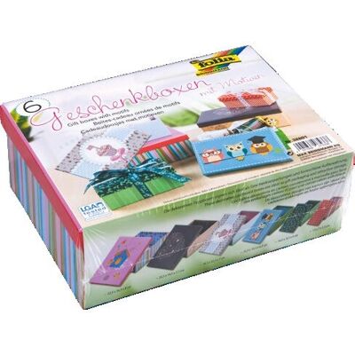 Folia Geschenkverpackung - Geschenkbox mit Deckel, Plastik, 6 Stück, Muster - Geschenkverpackung Folia Geschenkverpackung - Geschenkbox mit Deckel, Plastik, 6 Stück, Muster - Geschenkverpackung