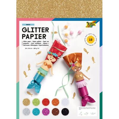 Folia Glitter Paper - Assorted Colors 24x34cm 170g Folia Glitter Paper - Assorted Colors 24x34cm 170g