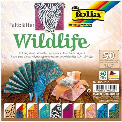 Folia - Wildlife - 15x15cm - GeenKleur - Origami Folia - Wildlife - 15x15cm - GeenKleur - Origami
