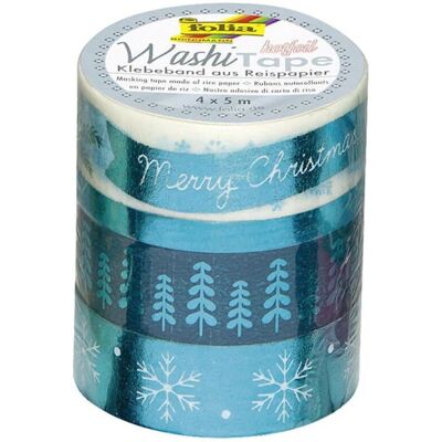 Folia Washi-Tape Noël 4 Rouleaux - Ruban Décoratif Autocollant Folia Washi-Tape Noël 4 Rouleaux - Ruban Décoratif Autocollant