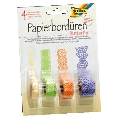 Folia 13805 Decoratief Tape - 4 Rollen, 1 m, Vlinderpatronen Folia 13805 Decoratief Tape - 4 Rollen, 1 m, Vlinderpatronen