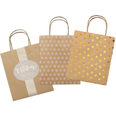 Sac cadeau de Noël Folia en papier kraft - Grand, lot de 12 - Publicité Sac cadeau de Noël Folia en papier kraft - Grand, lot de 12 - Publicité