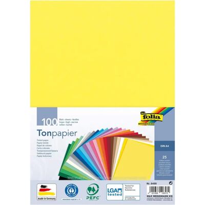 Folia Bunt Zeichenpapier - A4 100 Blätter in 25 Farben Folia Bunt Zeichenpapier - A4 100 Blätter in 25 Farben