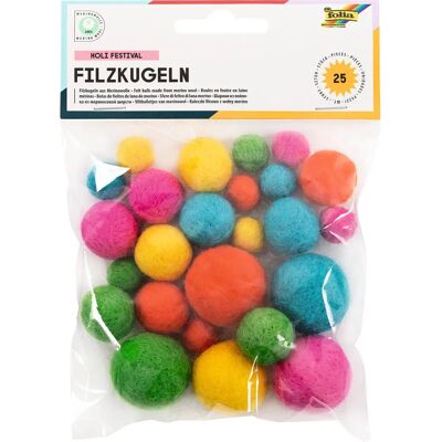 Folia Merino Wool Felt Balls - 3 Assorted Sizes - 25 pcs Folia Merino Wool Felt Balls - 3 Assorted Sizes - 25 pcs