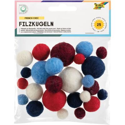 Bolas de fieltro de lana merino FRENCH CHIC - Pack de 3 Bolas de fieltro de lana merino FRENCH CHIC - Pack de 3