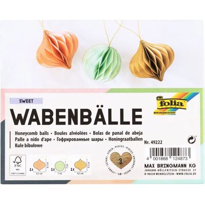 Folia Sweet 49222 Christmas Honeycomb Balls Set Of 3 - Christmas Honeycomb Balls Folia Sweet 49222 Christmas Honeycomb Balls Set Of 3 - Christmas Honeycomb Balls