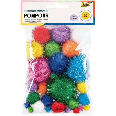 Folia Pompons SPARKLING RAINBOW - Tailles variées - Lot de 6 - Vert foncé Folia Pompons SPARKLING RAINBOW - Tailles variées - Lot de 6 - Vert foncé
