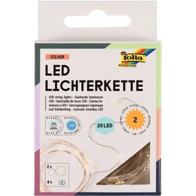 Folia LED Lichterkette - 20 LEDs - 2,20 m - Batteriebetrieb - 2er Set Folia LED Lichterkette - 20 LEDs - 2,20 m - Batteriebetrieb - 2er Set