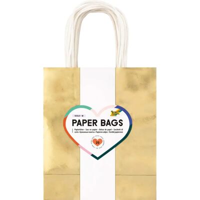 FOLIA Sac en papier Doré - Sac en papier - M FOLIA Sac en papier Doré - Sac en papier - M