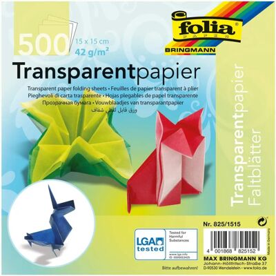 Folia Papel Transparente 15x15cm - 500 Folhas - Colorido Folia Papel Transparente 15x15cm - 500 Folhas - Colorido