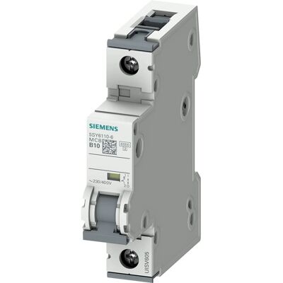 Siemens 5SY6110-6 1P 10A 6kA DIN Mounting Circuit Breaker Siemens 5SY6110-6 1P 10A 6kA DIN Mounting Circuit Breaker