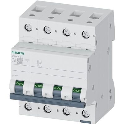Siemens 5SL6616-7 Leitungsschutzschalter - 16A, C-Kurve, 3+N Pol Siemens 5SL6616-7 Leitungsschutzschalter - 16A, C-Kurve, 3+N Pol