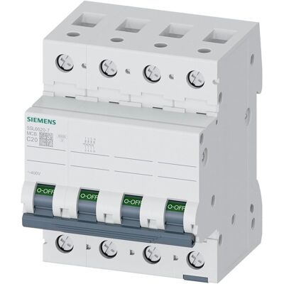 Siemens Leitungsschutzschalter 5SL6620-7 - 20A, 400V, 6kA, 3+N Siemens Leitungsschutzschalter 5SL6620-7 - 20A, 400V, 6kA, 3+N