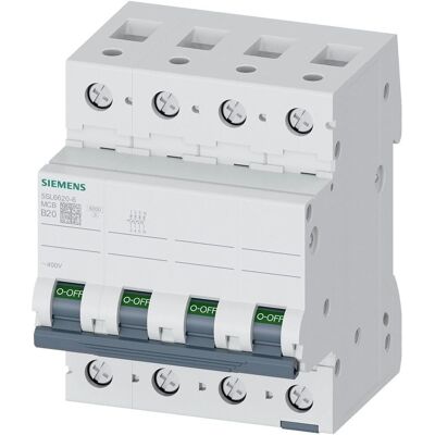 Siemens 5SL6620-6 Leitungsschutzschalter - 20A, 400V, 3+N, B Siemens 5SL6620-6 Leitungsschutzschalter - 20A, 400V, 3+N, B