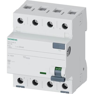 Siemens Model 5SV3346-6 - Residual Current Device - 4-Pole 63A 400V 30mA Siemens Model 5SV3346-6 - Residual Current Device - 4-Pole 63A 400V 30mA