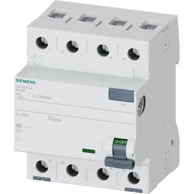 Siemens 5SV - Residual-current Device - 40A, 300mA, 4P, DIN rail Siemens 5SV - Residual-current Device - 40A, 300mA, 4P, DIN rail