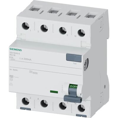 Siemens - 5SV3646-6 Digital Industrie-RCCB - 4-polig, 63A, 300mA, 400V Siemens - 5SV3646-6 Digital Industrie-RCCB - 4-polig, 63A, 300mA, 400V