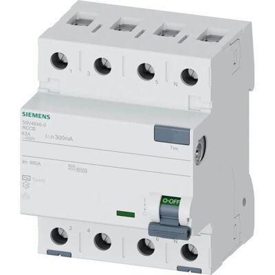 Siemens Modelo 5SV46460 4P 63A 300mA Tipo AC Interruptor diferencial Siemens Modelo 5SV46460 4P 63A 300mA Tipo AC Interruptor diferencial