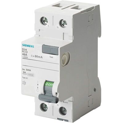 Siemens Interruptor Diferencial - 40A, 30mA, Tipo AC Siemens Interruptor Diferencial - 40A, 30mA, Tipo AC