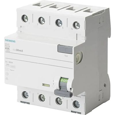 Siemens 5SV3342-6KL feilstrømsbryter - 4-pol, 25A, 30mA, 400V Siemens 5SV3342-6KL feilstrømsbryter - 4-pol, 25A, 30mA, 400V