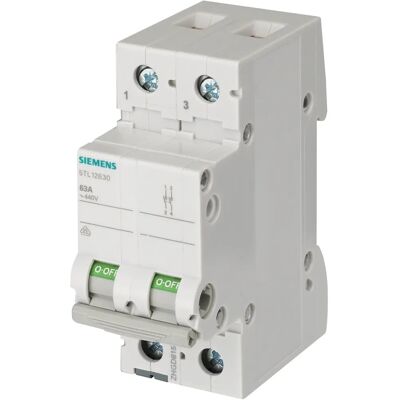 Siemens Trennschalter - 63A, Grau, 2P - Schalter Siemens Trennschalter - 63A, Grau, 2P - Schalter