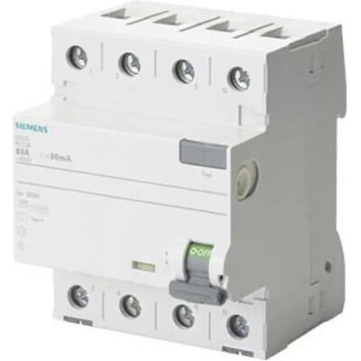 Siemens 5SV33443 Residual Current Device - 40A, 30mA, 4-Pole Siemens 5SV33443 Residual Current Device - 40A, 30mA, 4-Pole