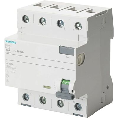 Siemens 5SV3644-3 - Interruttore differenziale - 4 poli - Ritardo breve - 40A - 300mA - 400V Siemens 5SV3644-3 - Interruttore differenziale - 4 poli - Ritardo breve - 40A - 300mA - 400V