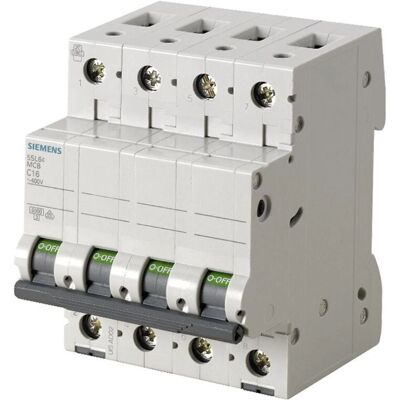 Disjoncteur Siemens 4P 6A 6kA Type C - 4 Modules - Publicité Disjoncteur Siemens 4P 6A 6kA Type C - 4 Modules - Publicité