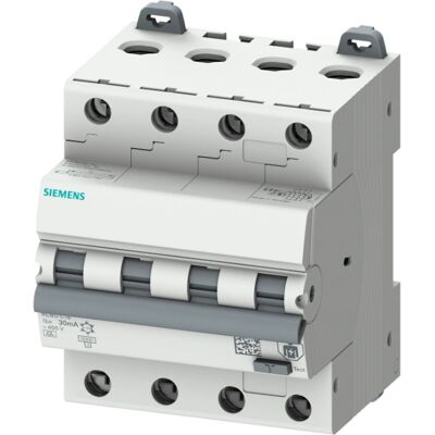 Siemens Modell 5SU13467FP25 - Automatsikring, 4-pol, 25A, 30mA, 6kA, Type A Siemens Modell 5SU13467FP25 - Automatsikring, 4-pol, 25A, 30mA, 6kA, Type A