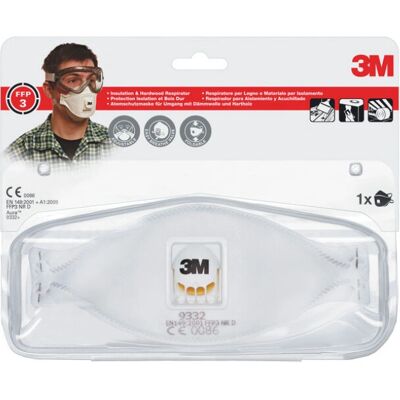 Masque Anti-poussière 3M 9332+C - FFP3 avec Soupape Masque Anti-poussière 3M 9332+C - FFP3 avec Soupape