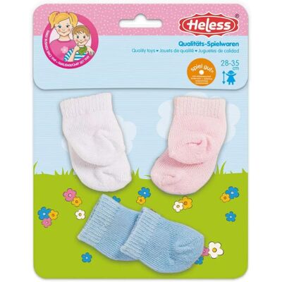 Heless Puppensocken Set 3 Paar Pink Weiß Blau - Puppenzubehör Heless Puppensocken Set 3 Paar Pink Weiß Blau - Puppenzubehör