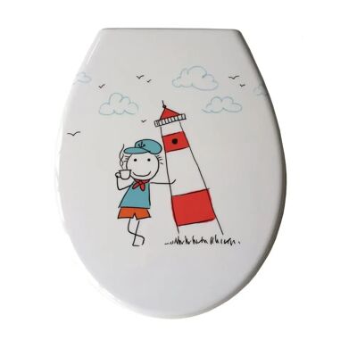 ADOB WC-Sitz - Leuchturm Muster, Weiß/Bunt, 37cm breit - WC-Sitz ADOB WC-Sitz - Leuchturm Muster, Weiß/Bunt, 37cm breit - WC-Sitz