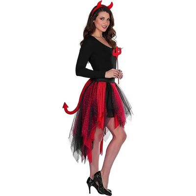 buttinette Roter/Schwarzer Tüllrock - Vokuhila für Damen buttinette Roter/Schwarzer Tüllrock - Vokuhila für Damen