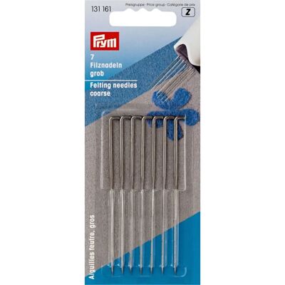 Prym jehly - Ocel, 78mm - 7 ks - Typ jehly: Jemná nebo hrubá - Pro suché plstění - Ergonomická rukojeť Prym jehly - Ocel, 78mm - 7 ks - Typ jehly: Jemná nebo hrubá - Pro suché plstění - Ergonomická rukojeť