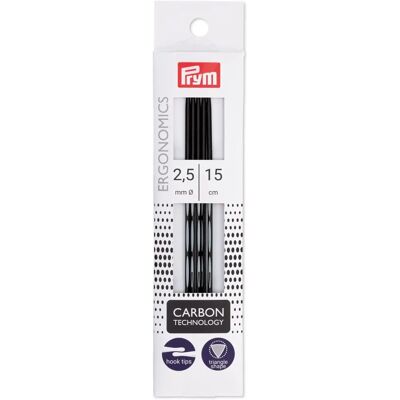 Prym Ergonomics 6" Ponta dupla Carbono 2,5mm - Agulhas de tricô Prym Ergonomics 6" Ponta dupla Carbono 2,5mm - Agulhas de tricô