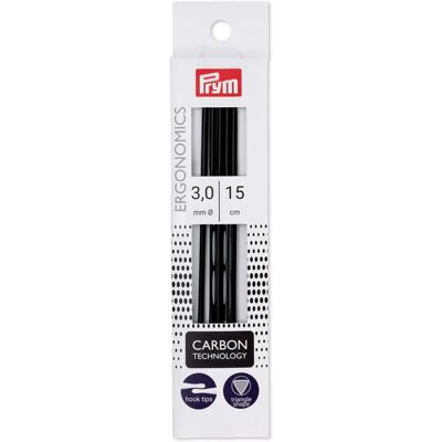 Prym Ergonomics 6" Doppelspitzen Nadeln Carbon 3mm Stricknadeln Prym Ergonomics 6" Doppelspitzen Nadeln Carbon 3mm Stricknadeln