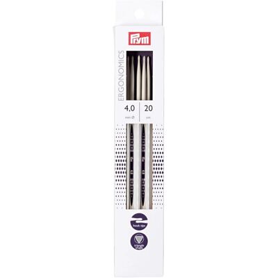 Prym Ergonomische Doppelspitzen Stricknadeln - 20cm - 4mm - Stricknadeln Prym Ergonomische Doppelspitzen Stricknadeln - 20cm - 4mm - Stricknadeln