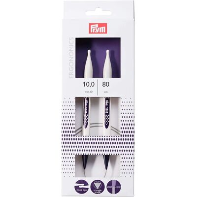 Prym Ergonomische Rundstricknadel - 80 cm 10 mm - Hochleistungs-Synthetik Prym Ergonomische Rundstricknadel - 80 cm 10 mm - Hochleistungs-Synthetik