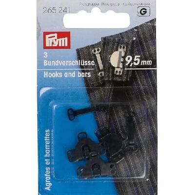 Prym Mini Krok & Bar Fästning Svart - Paket med 3 Prym Mini Krok & Bar Fästning Svart - Paket med 3
