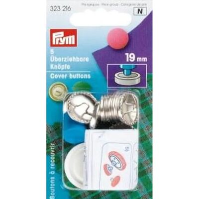 Prym Messing Afdekknopen - 19mm, Zilver/Zwart Prym Messing Afdekknopen - 19mm, Zilver/Zwart