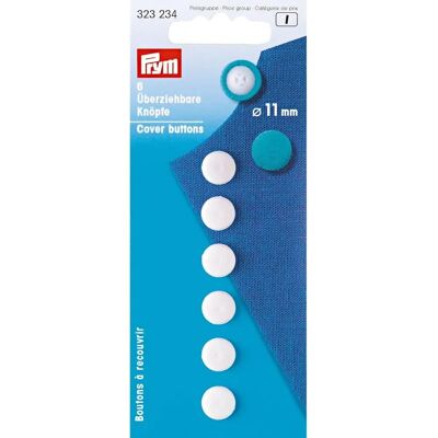 Prym Witte Plastic Cover Buttons - Verpakking van 6 Prym Witte Plastic Cover Buttons - Verpakking van 6