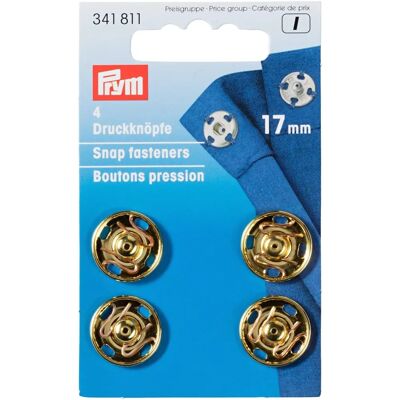 Przyciski metalowe Prym złote - Zestaw 4 sztuk - Do szycia Przyciski metalowe Prym złote - Zestaw 4 sztuk - Do szycia