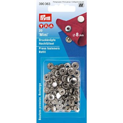 Prym Mini Tryckknappar Silver - Paket med 20 Prym Mini Tryckknappar Silver - Paket med 20