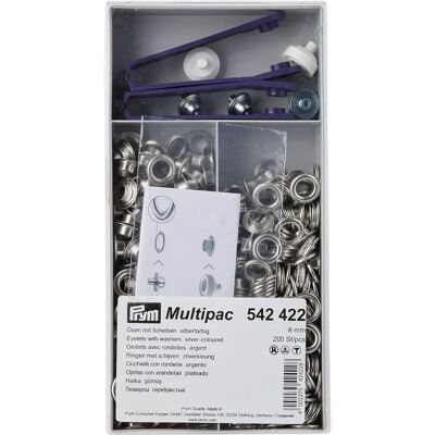 Prym 542422 Ösen- und Scheibensatz - Edelstahl, silber Prym 542422 Ösen- und Scheibensatz - Edelstahl, silber